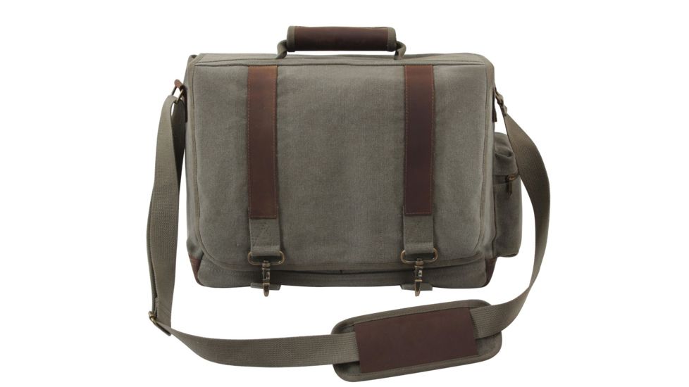  Rothco Vintage Canvas Pathfinder Laptop Bag With Leather Accents